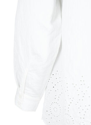 Viscose shirt with broderie anglaise, Bright White, Packshot image number 3