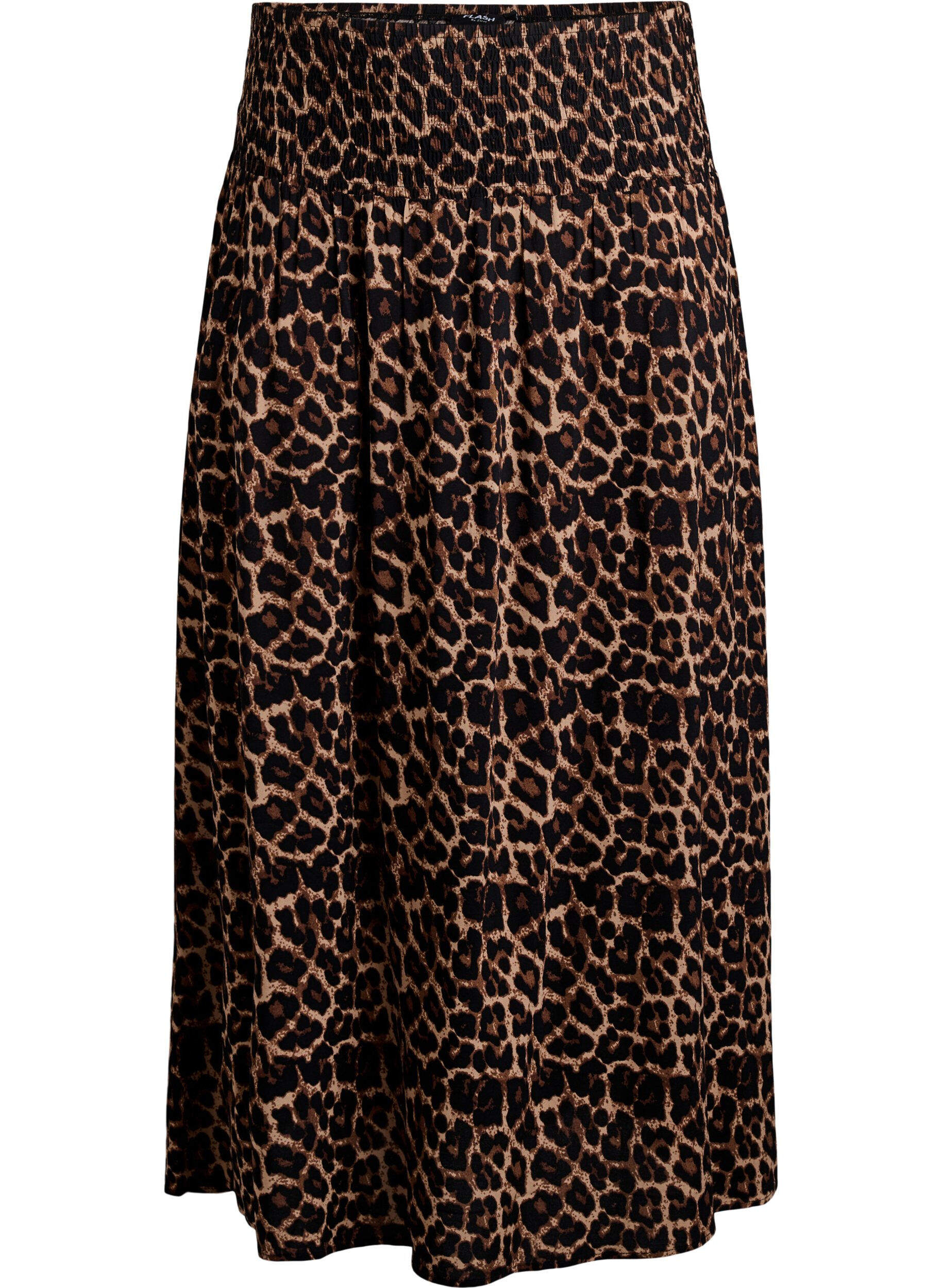 Zizzifashion Viscose maxi skirt with smocking, Brown, Packshot image number 0