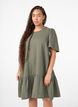 Cotton short-sleeved dress with a-line cut, Green, Model image number 0