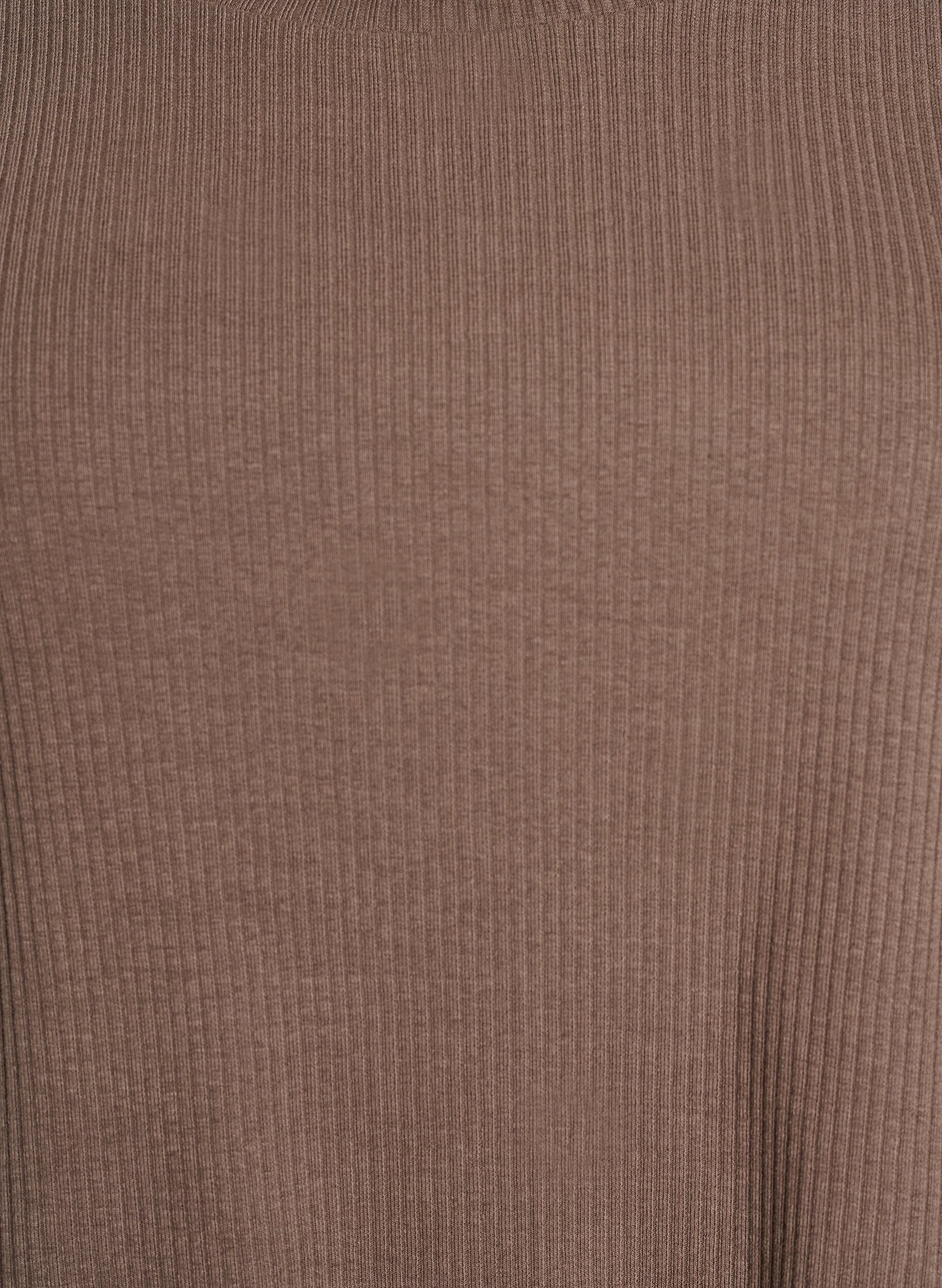 Zizzifashion Ribbed jersey blouse with short sleeves, Brown, Packshot image number 2