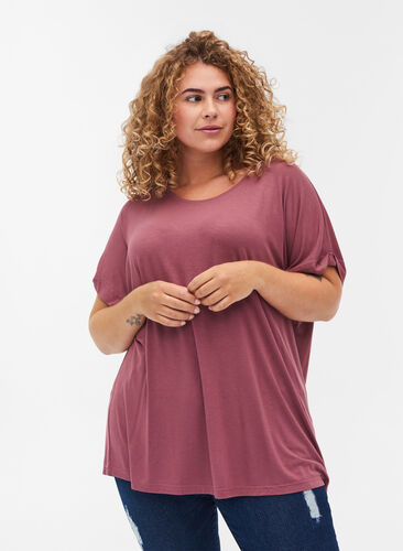 Short-sleeved T-shirt of viscose blend, Wild Ginger, Model image number 0