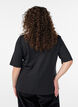 Blouse with asymmetric wrap effect and short sleeves, Black, Model image number 2