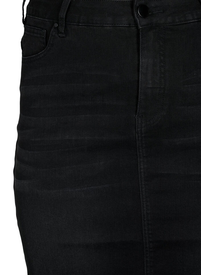 Denim midi skirt with slits, Black, Packshot image number 2