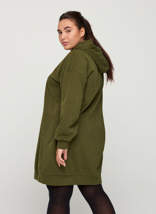 Sweater dress with a hood and zip, Green Ass, Model image number 1