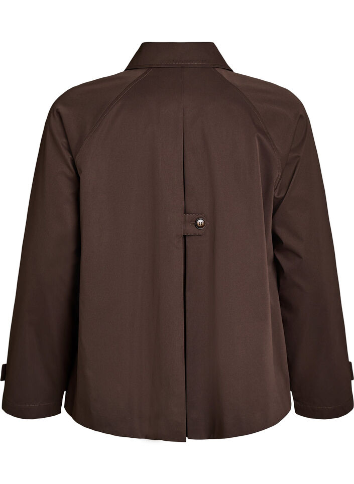 Short trench coat with collar and raglan sleeves, Brown, Packshot image number 1