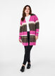 Long knit cardigan with wide stripes, Pink, Model image number 1