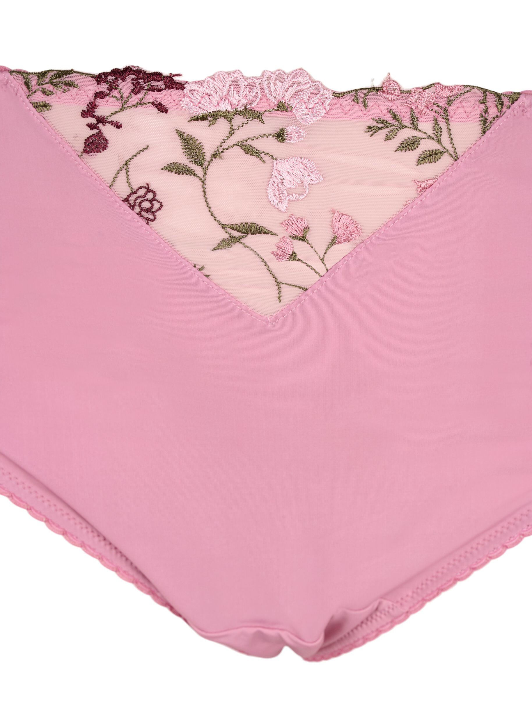 Zizzifashion Tai briefs in microfiber with embroidered flowers, Rose, Packshot image number 2