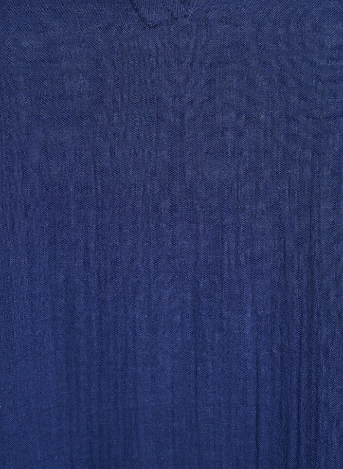 Short A-line dress in cotton muslin, Blue, Packshot image number 2