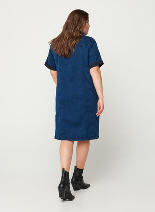 Short-sleeved denim dress, Blue denim, Model image number 1