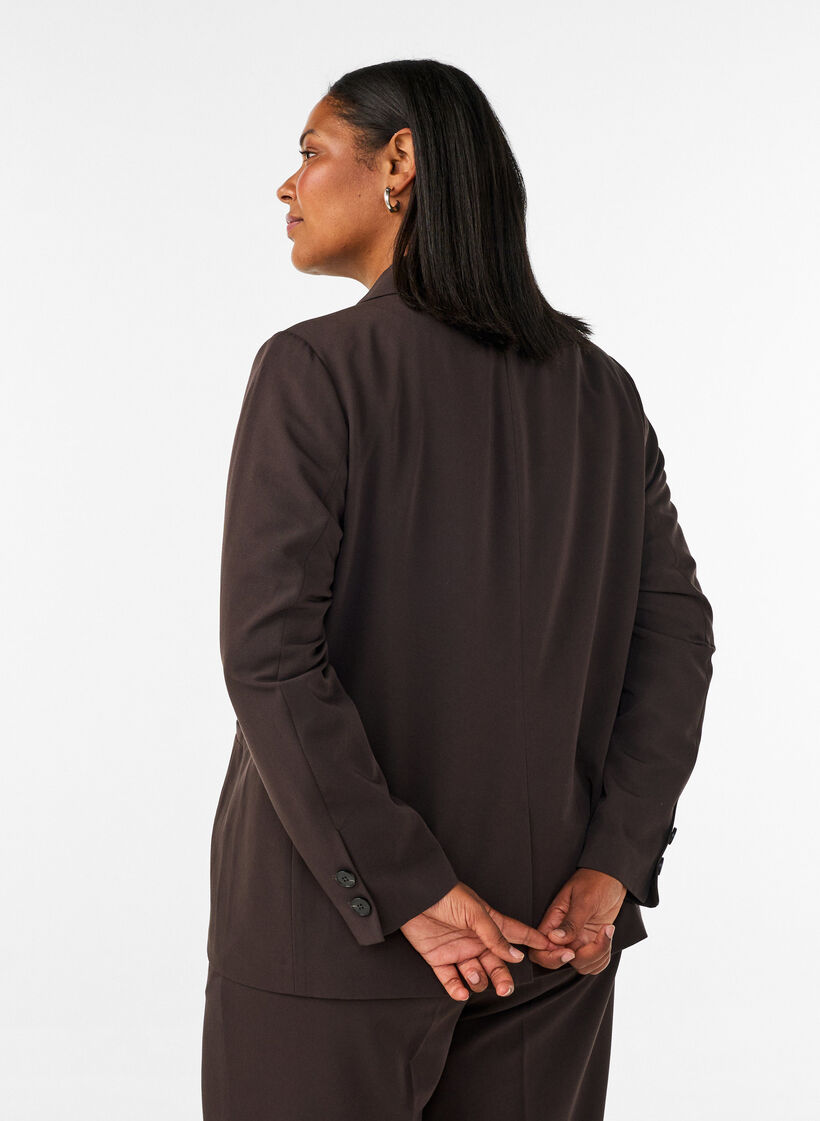 Double-breasted blazer with a loose fit, Brown, Model image number 2