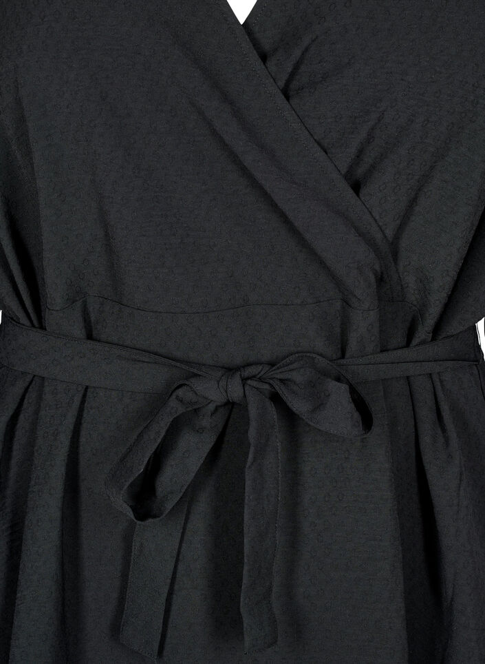 Short wrap dress with tie belt, Black, Packshot image number 2