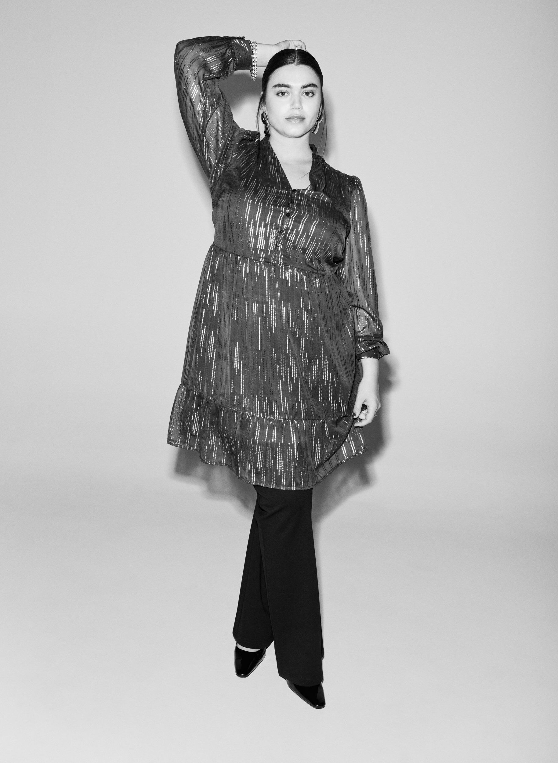 Zizzifashion Short party dress with glitter pattern, Blue, Image image number 0