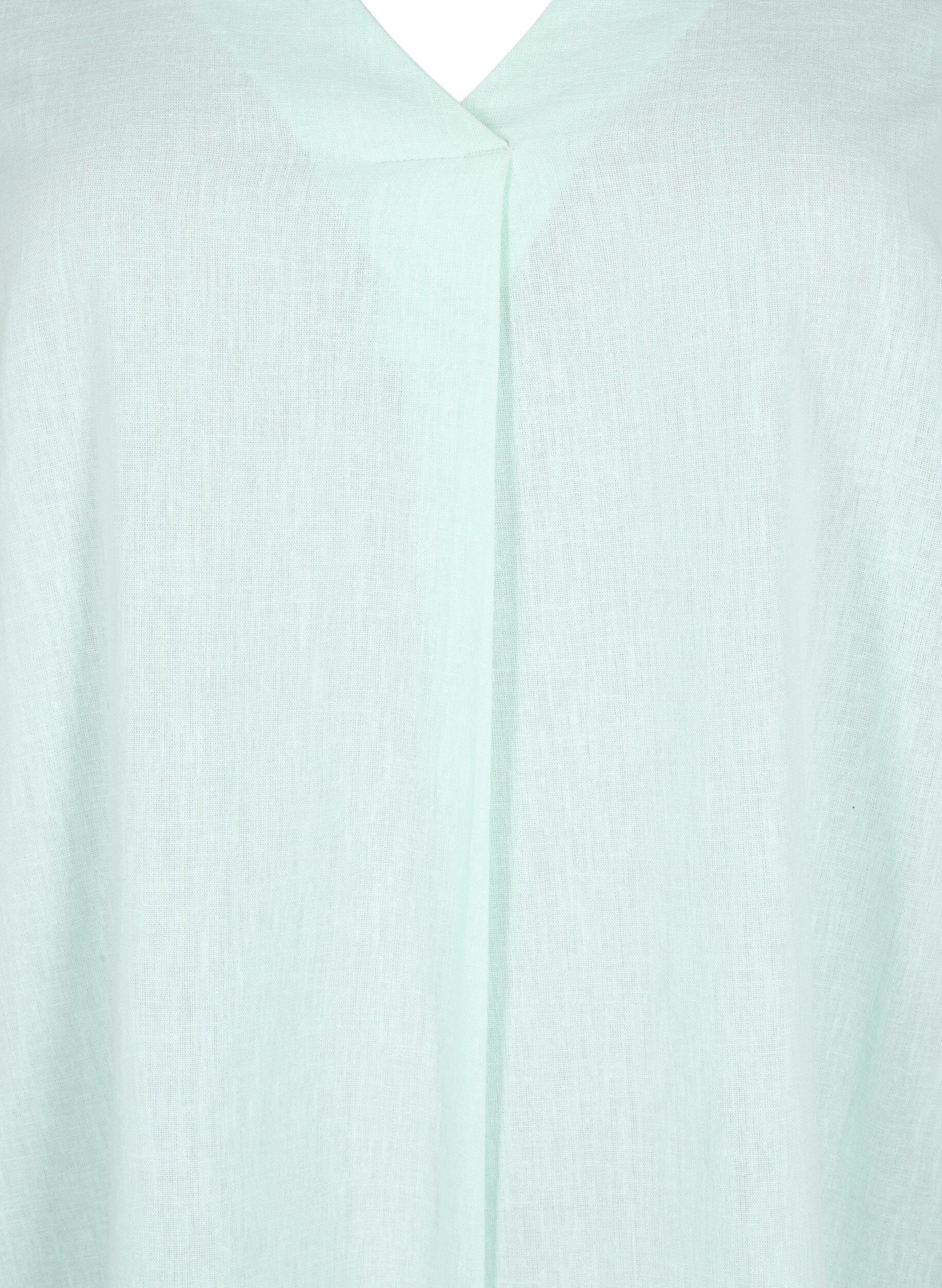 Zizzifashion Cotton blend kaftan dress with linen, Green, Packshot image number 2