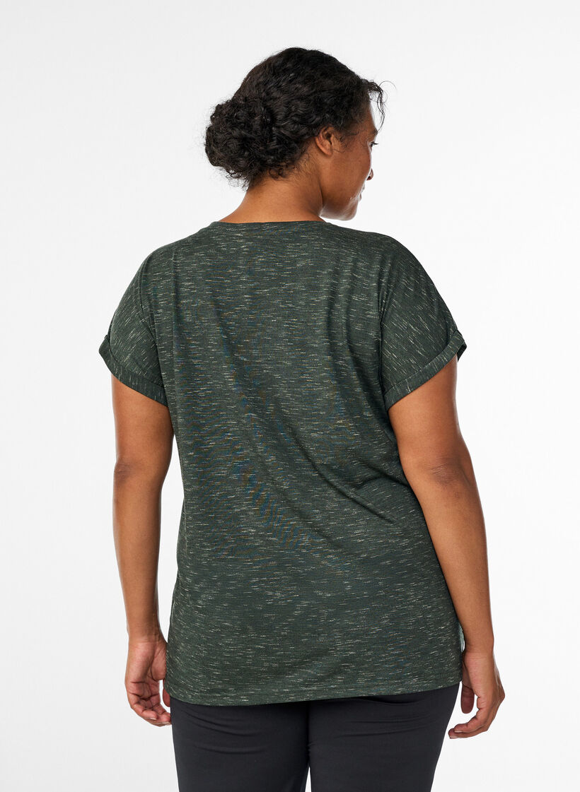 Loose workout t-shirt with short sleeves, Green, Model image number 2