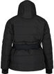 Water-repellent ski jacket with hood and belt, Black, Packshot image number 1