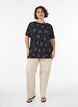 Patterned blouse with short sleeves, Black, Model image number 1
