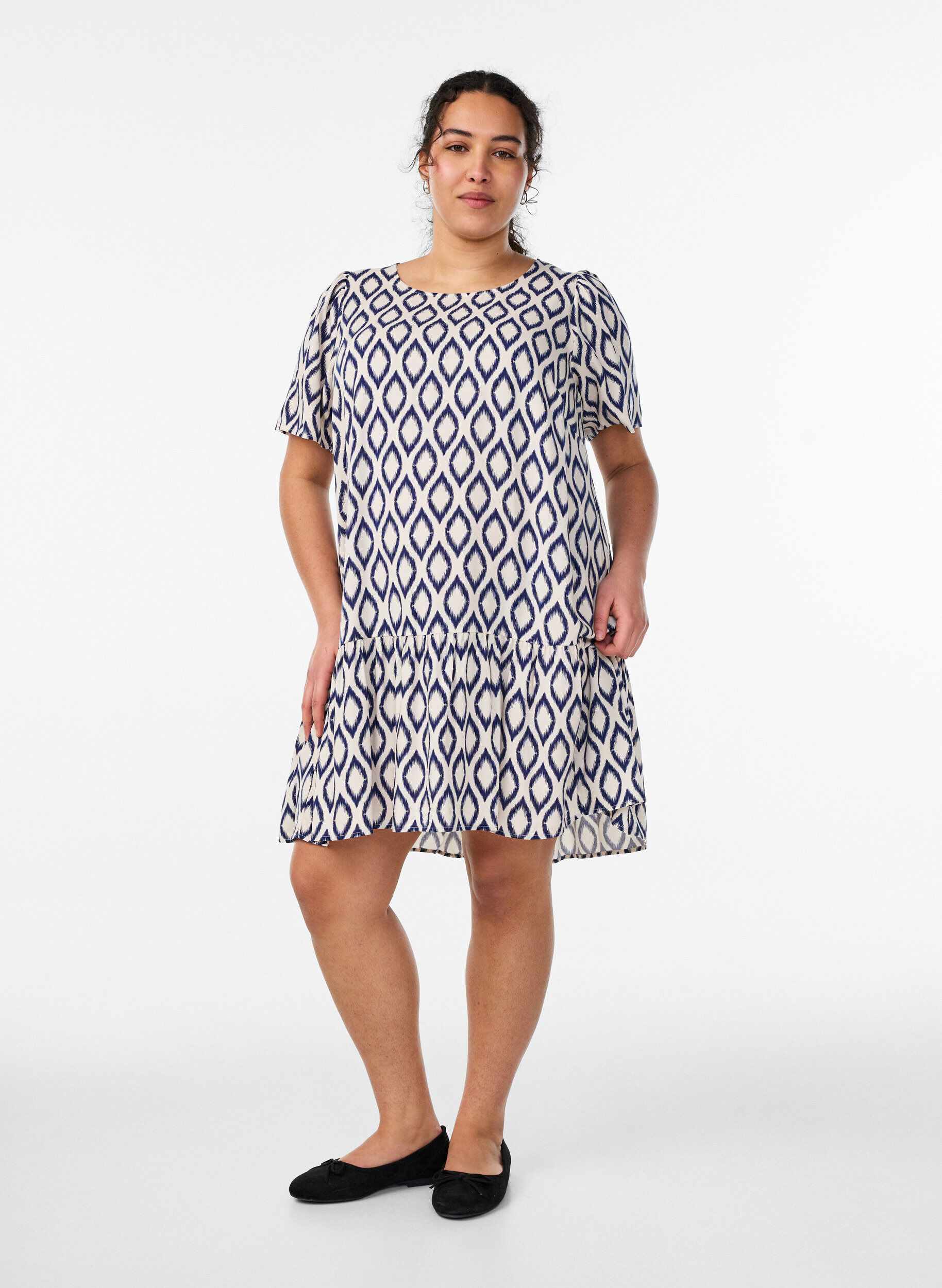Zizzifashion Viscose dress with cutline, Blue, Model image number 1