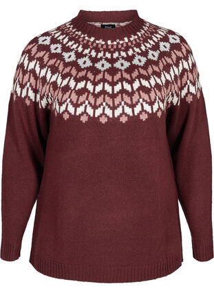 Patterned knitted sweater in a wool mix, Port Royal Comb, Packshot image number 0