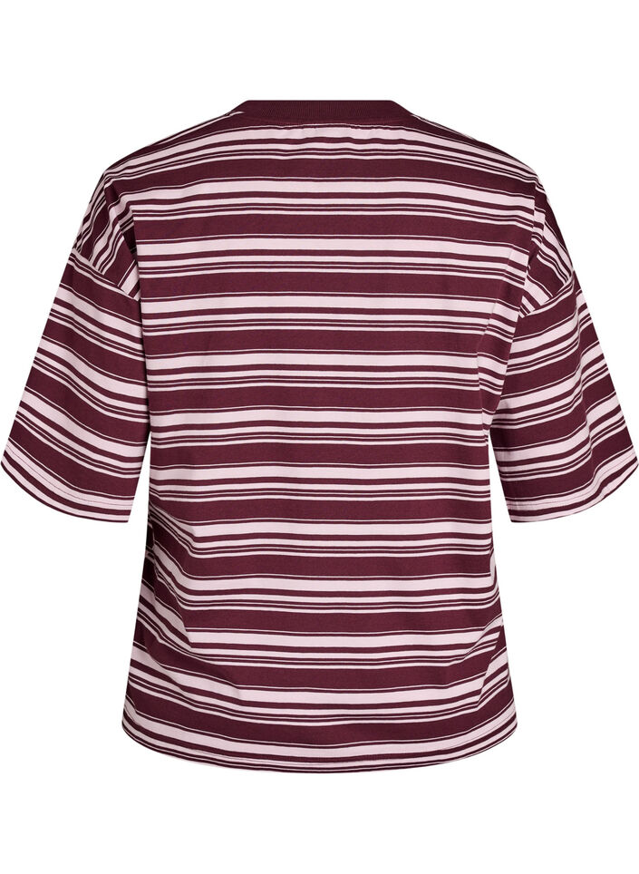 Boxy T-shirt with striped pattern, Red, Packshot image number 1