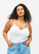 Organic cotton rib top with cross detail, Bright White, Model image number 0