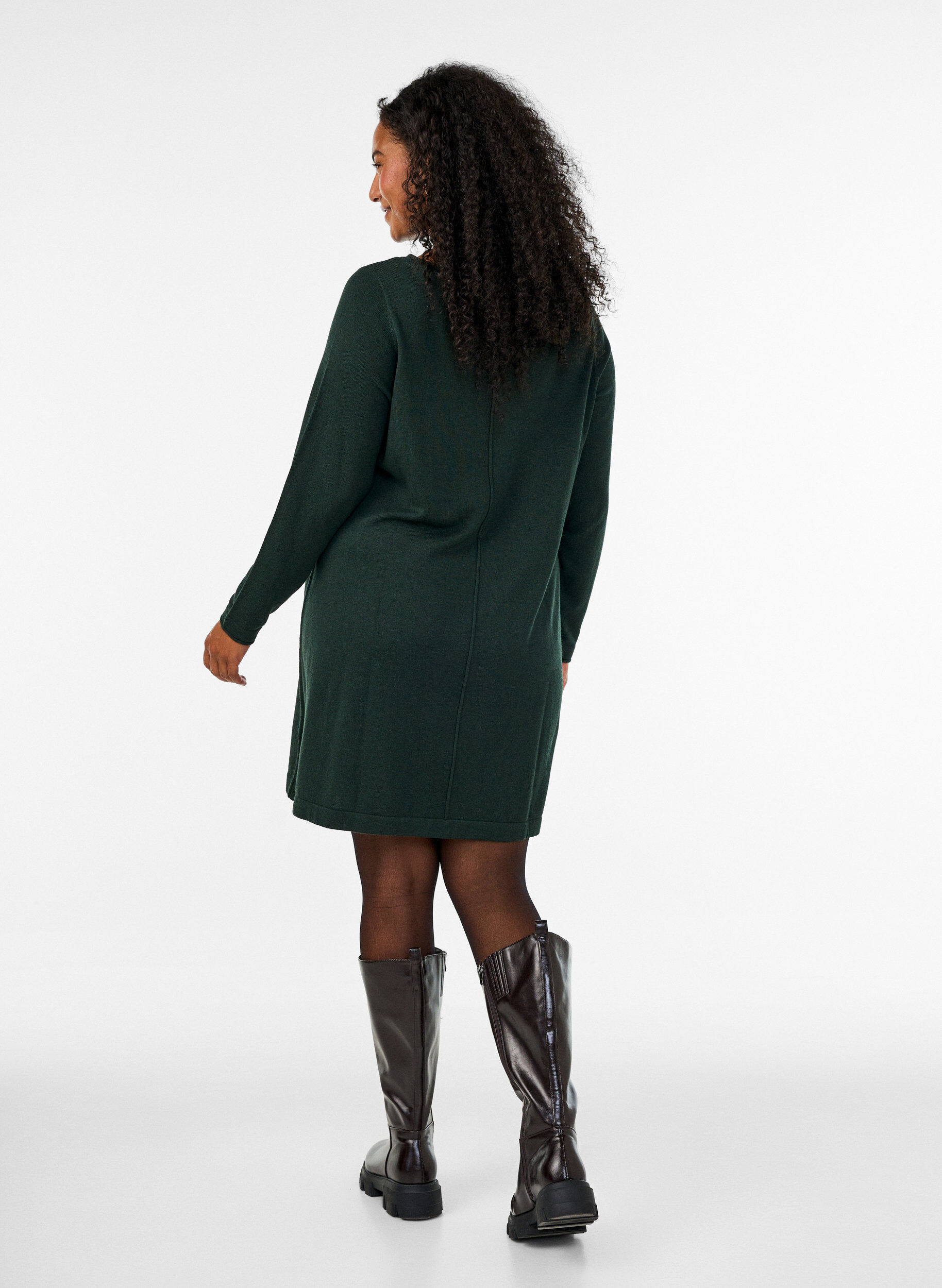 ZizzifashionKnitted dress in cotton-viscose blend, Green, Model image number 2