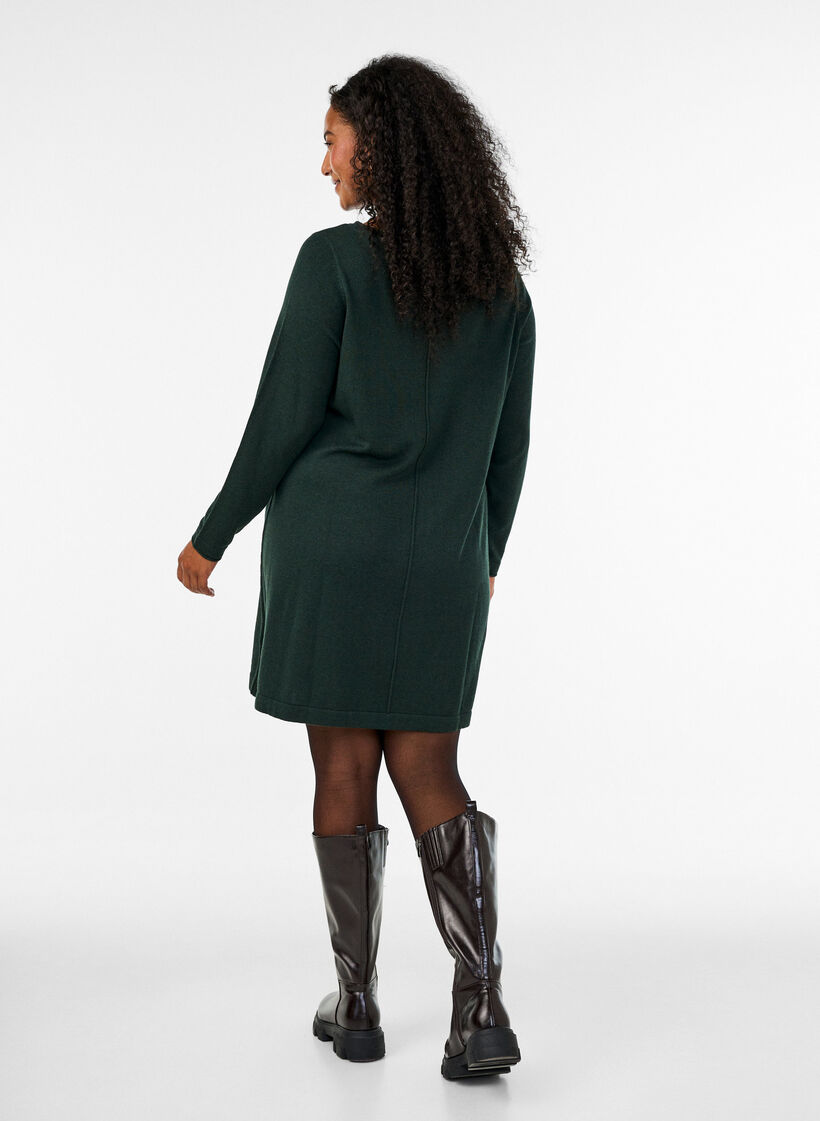 Knitted dress in cotton-viscose blend, Green, Model image number 2