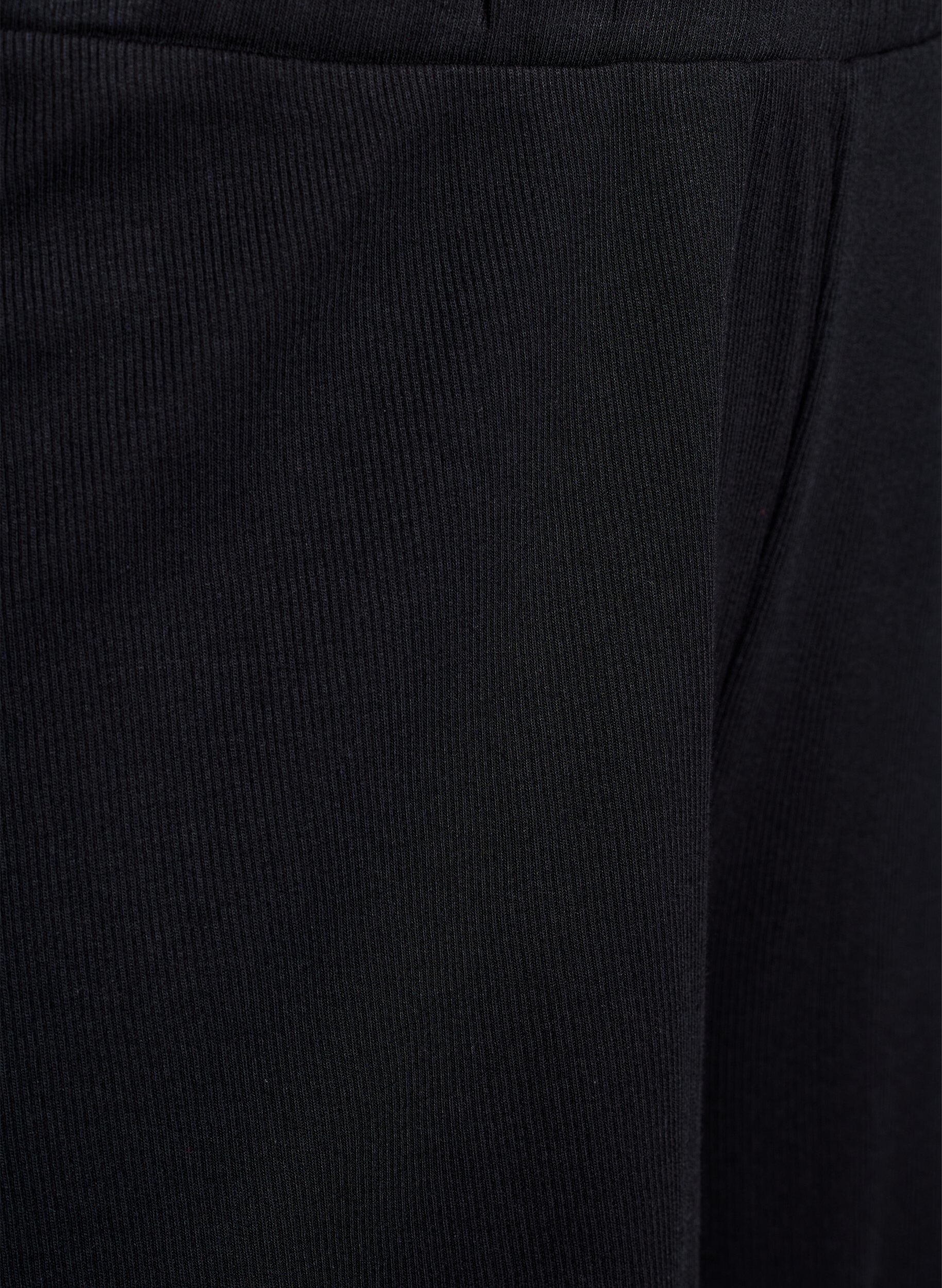 ZizzifashionLoose night shorts with ribbed texture and lace trim, Black, Packshot image number 2