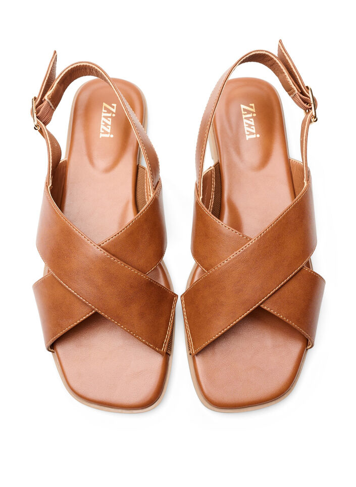 Leather sandal with criss-cross straps, Brown, Packshot image number 2