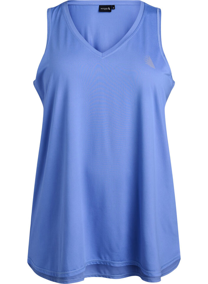 Workout top with v-neck, Blue, Packshot image number 0