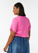 Organic cotton T-shirt with a varsity print and V-neck, Rose, Model image number 2
