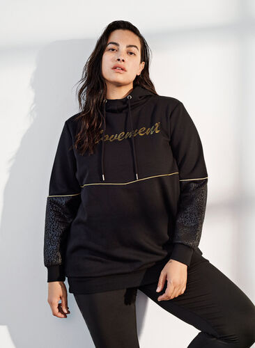 Hooded sweatshirt with print, Black, Image image number 0