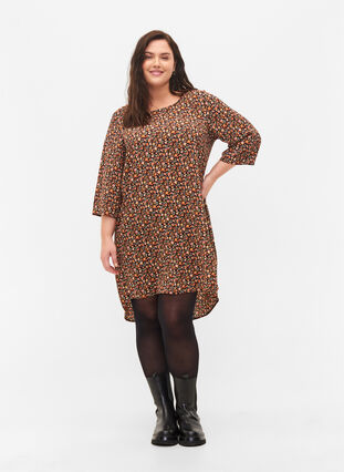 Printed dress with 3/4 sleeves, Ditsy Floral, Model image number 2