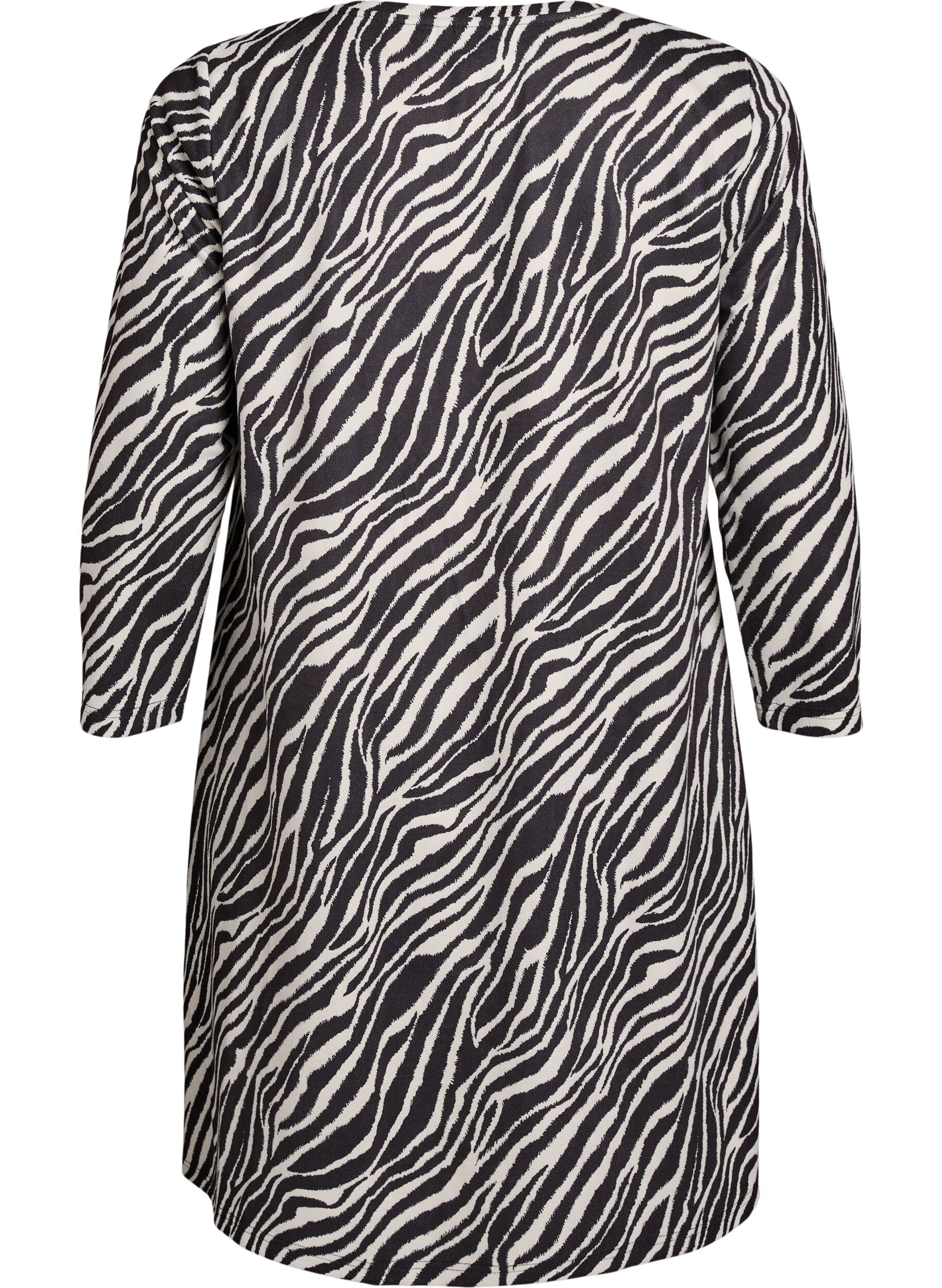 Zizzifashion FLASH - Short A-line dress with 7/8 sleeves, Black, Packshot image number 1