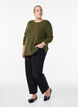 Long-sleeved blouse with texture, Green, Model image number 1