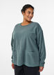 Loose fleece blouse with pockets, Green, Model image number 0