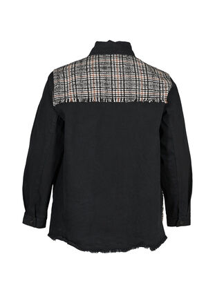 Denim jacket with check, Black, Packshot image number 1