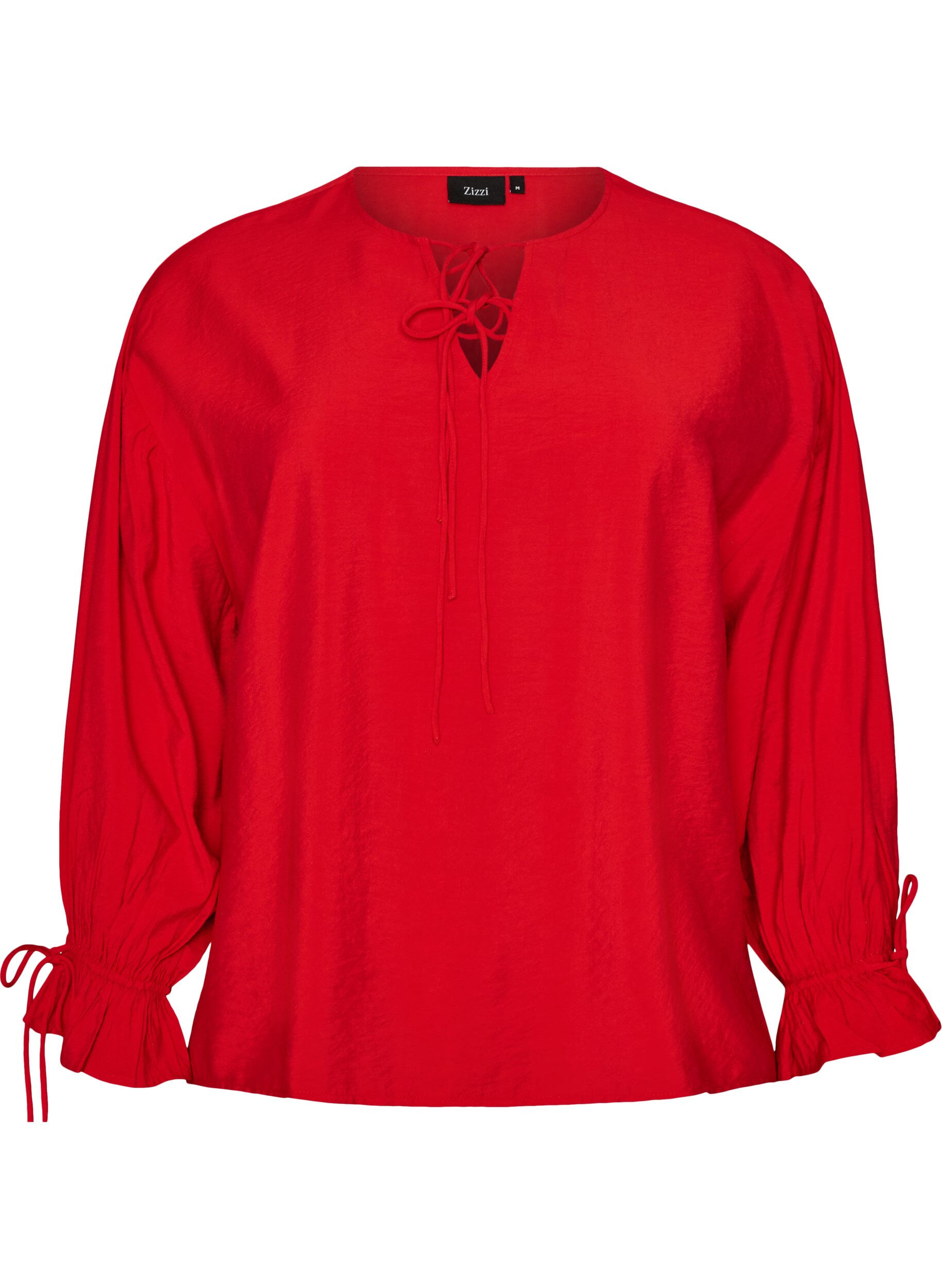 Viscose blouse with ties and ruffle details