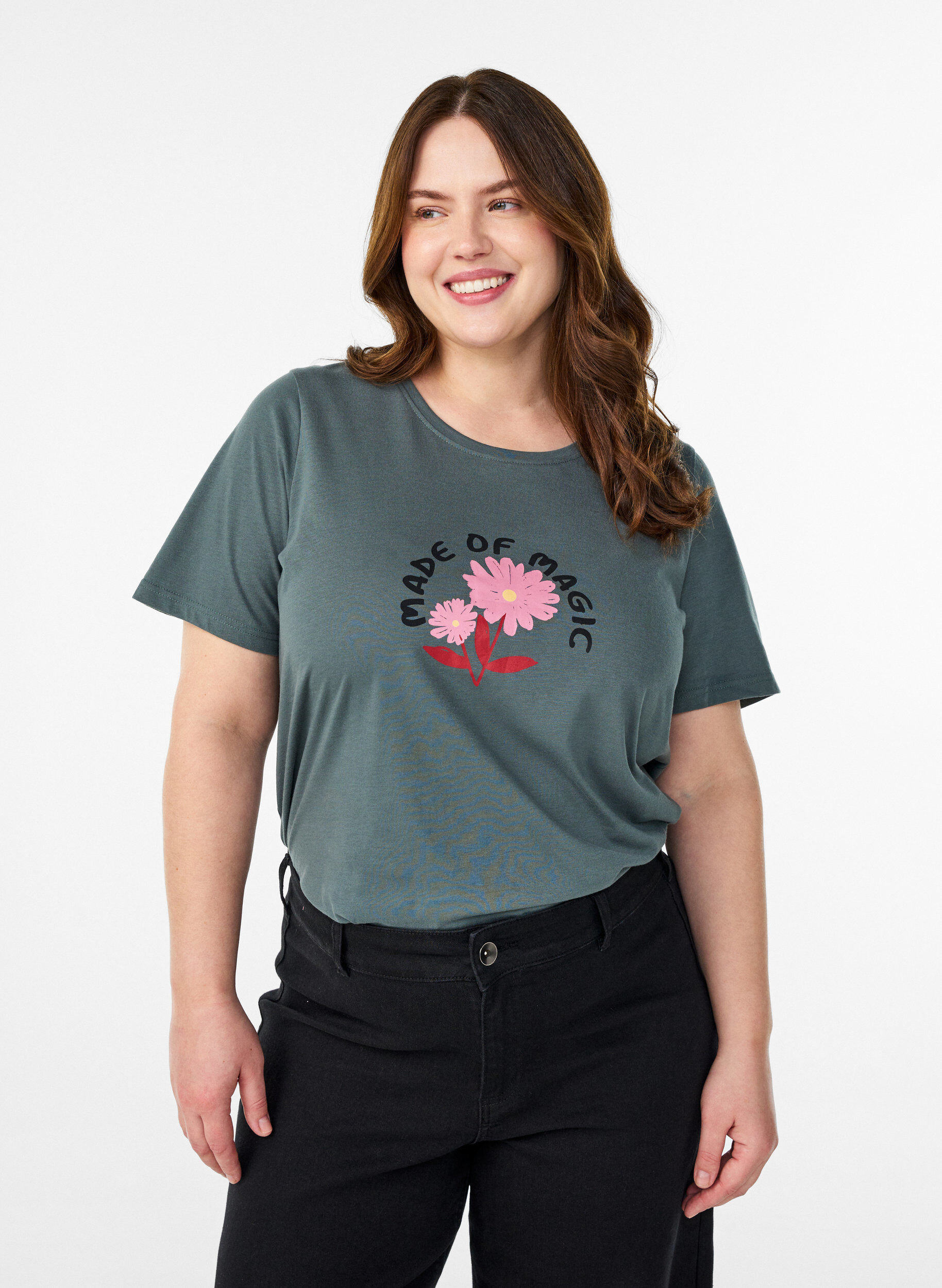 ZizzifashionT-shirt with motif, Green, Model image number 0
