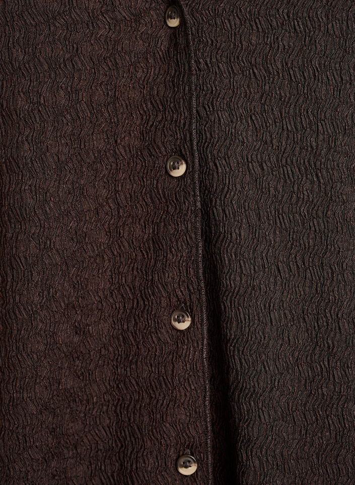 Sleeveless top with a wavy texture and button fastening, Brown, Packshot image number 2