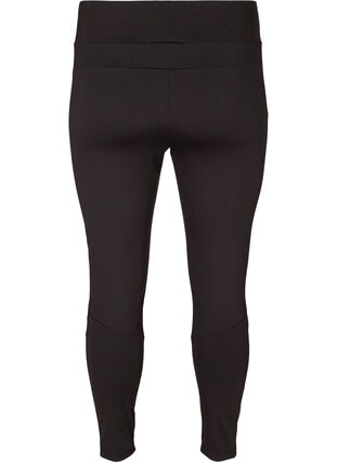 Cropped exercise tights with text print, Black, Packshot image number 1