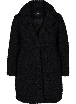 Teddy jacket with button fastening, Black, Packshot image number 0