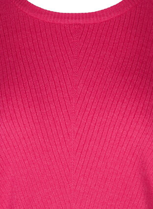 Knitted top with round neck and balloon sleeves , Fuchsia Purple Mel, Packshot image number 2