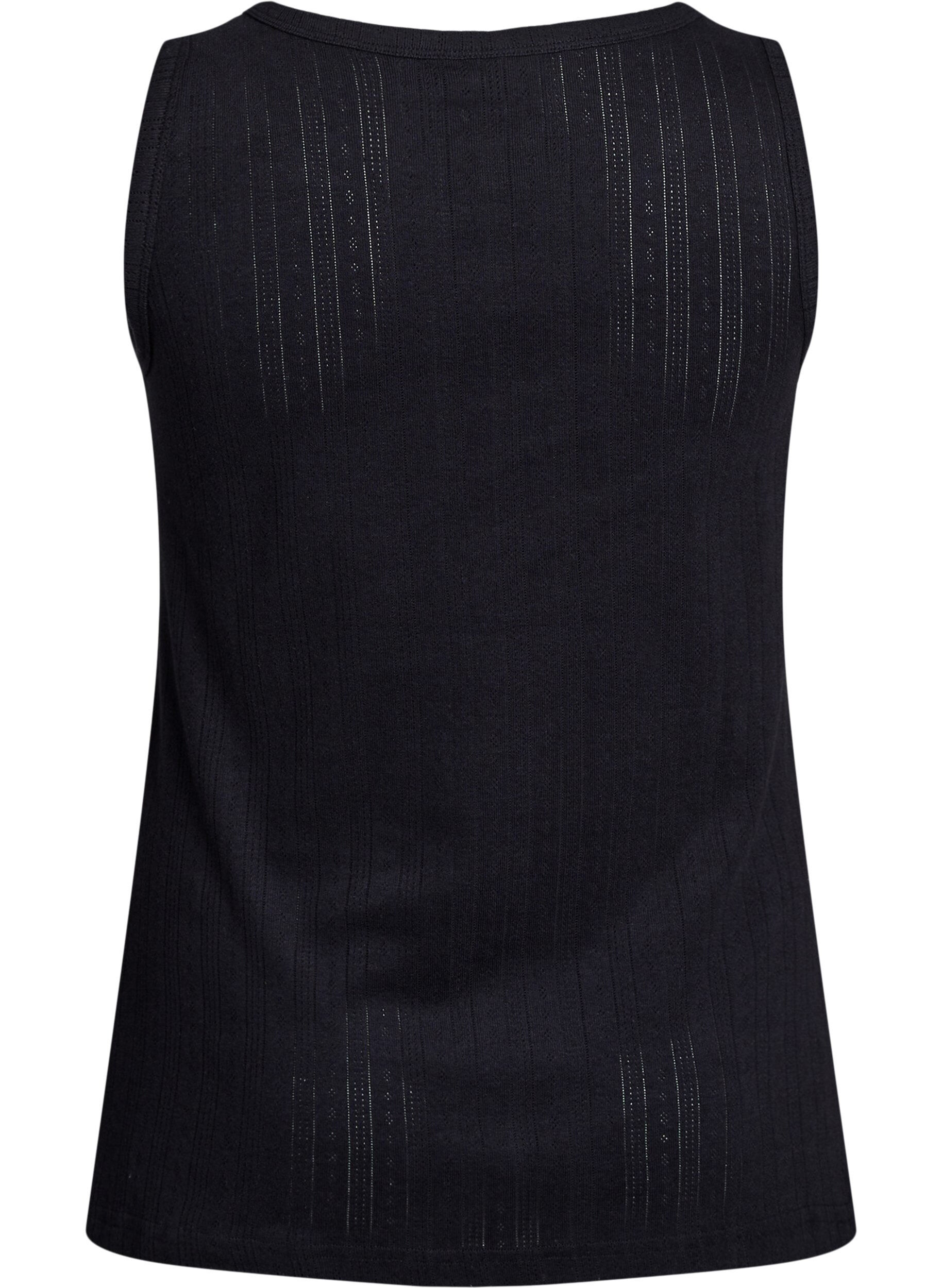Zizzifashion Night top in organic cotton with a textured pattern, Black, Packshot image number 1