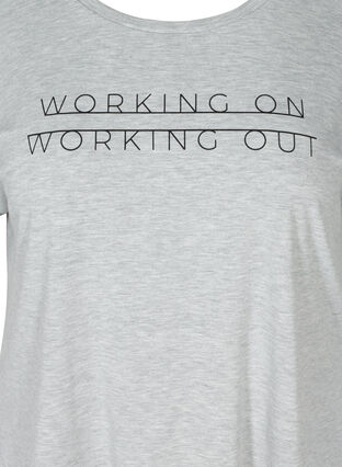 Short-sleeved sports T-shirt with print, Light Grey Melange, Packshot image number 2