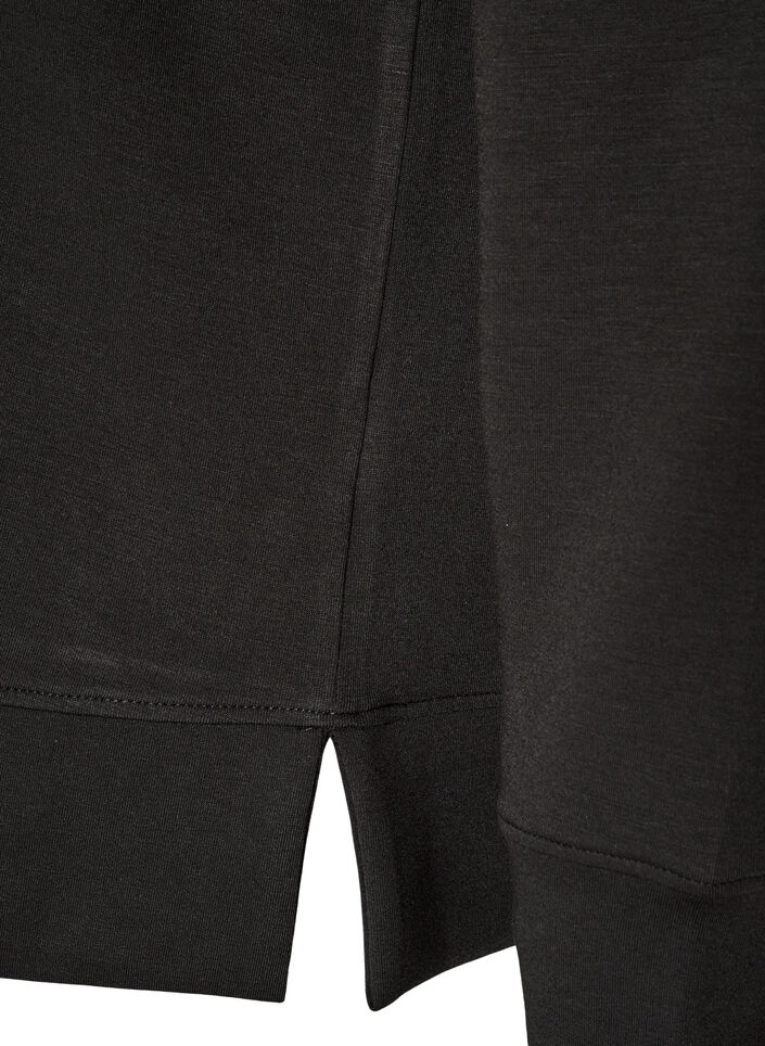 Long-sleeved jersey blouse with a round neck, Black, Packshot image number 3