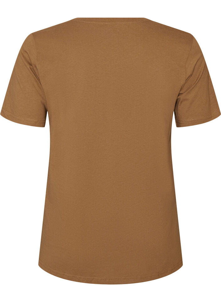 Cotton T-shirt with print, Brown, Packshot image number 1