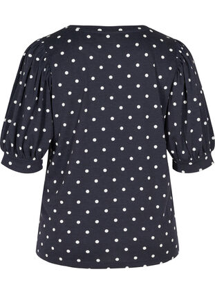 Dotted t-shirt with puff sleeves, NS w. White Dots, Packshot image number 1