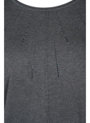 Viscose blend knitted blouse with rhinestones, Dark Grey Melange, Packshot image number 2