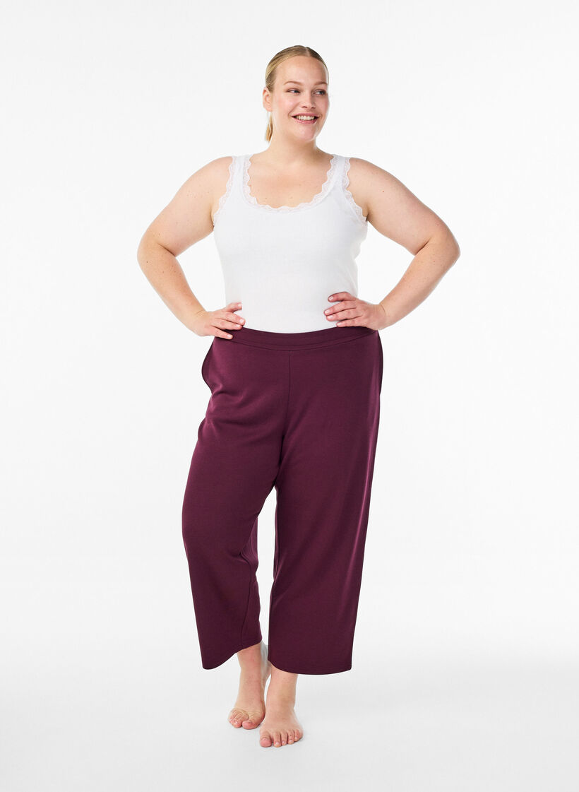 7/8 modal mix pants with pockets, Dark Bordeaux, Model image number 0