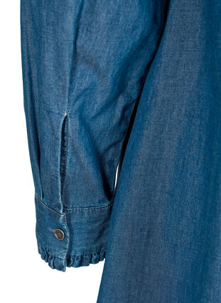 Cotton denim dress with buttons, Blue denim, Packshot image number 3